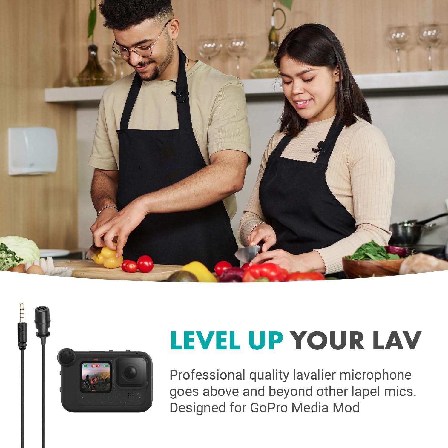 Movo Lavalierマイク GoPro用 - GoPro Hero 12 Hero11 Hero10 Hero9 Black GoPro Media Mod GoPro Pro 3.5mmマイクアダプターに対応 - GoPro ラペルマイク 6フィート