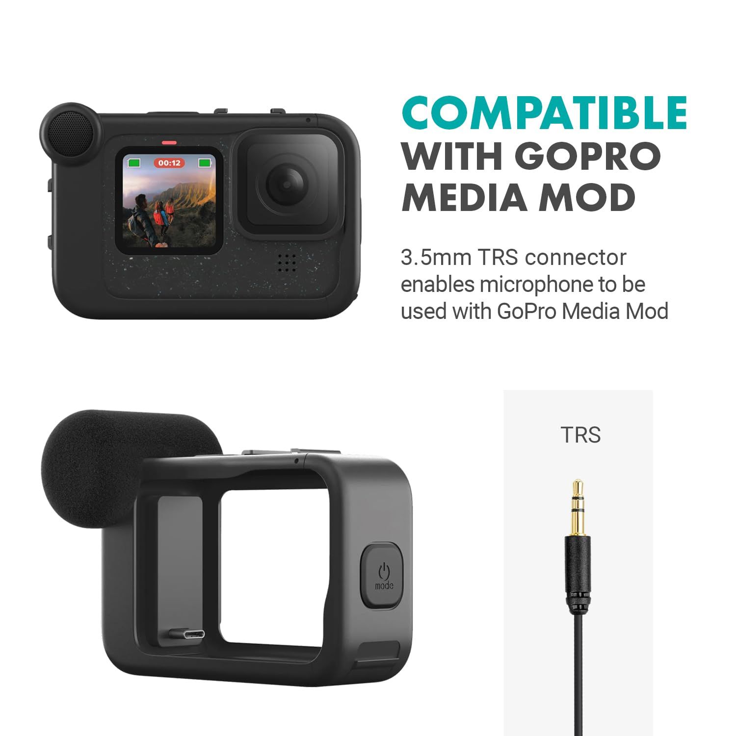  Movo Lavalierマイク GoPro用 GoPro Hero 12 11 10 9 Black Media Mod Pro 3 5 mmマイクアダプターに対応 ラペルマイク 6フィート その他 カメラ