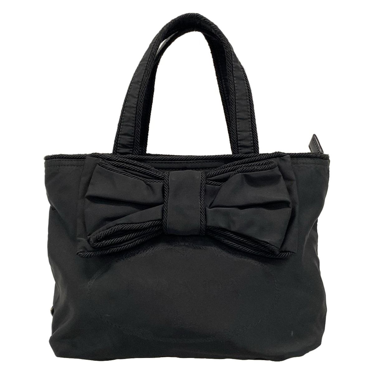 PRADA プラダ ハンドバッグ ロゴジャガード 1BA084 黒 リボン