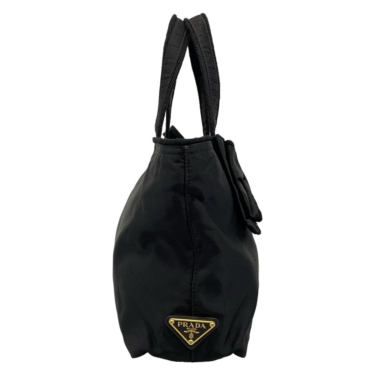 PRADA プラダ ハンドバッグ ロゴジャガード 1BA084 黒 リボン
