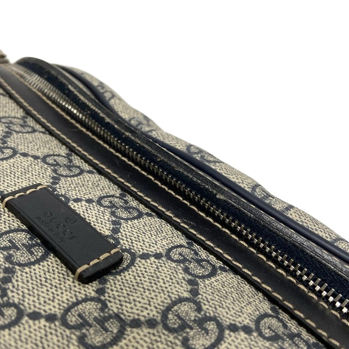 アイボリー×ネイビー レザー