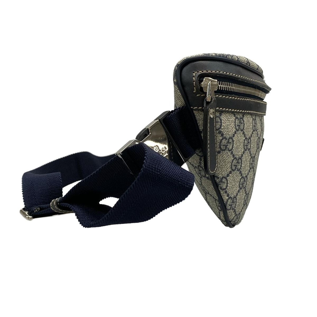 GUCCI グッチ ウエストポーチ GGスプリーム 233269 アイボリー×ネイビー レザー