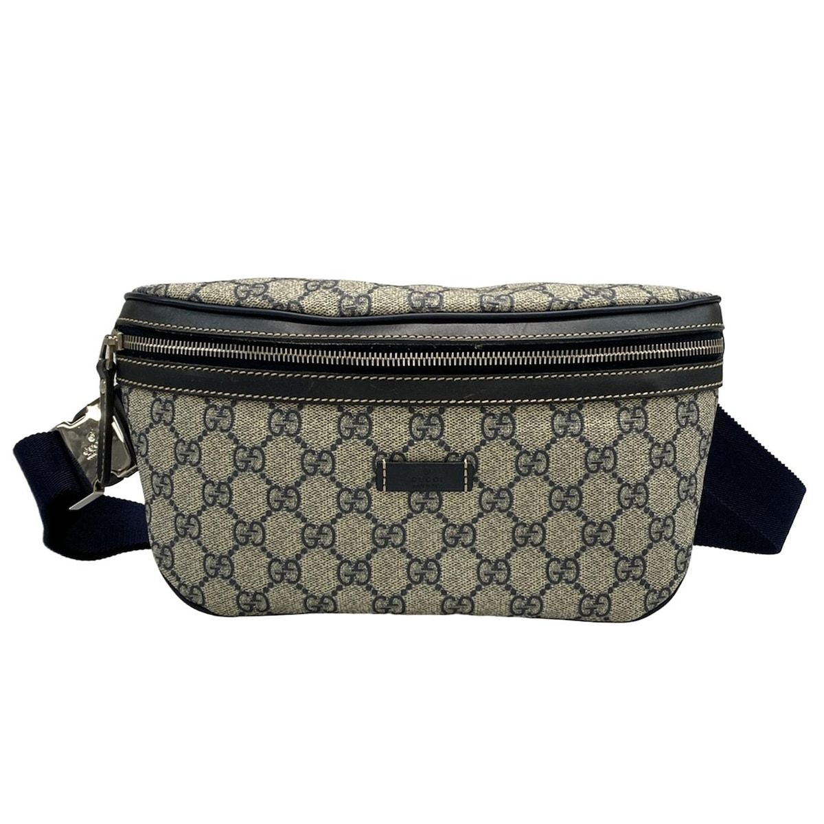 GUCCI グッチ ウエストポーチ GGスプリーム 233269 アイボリー×ネイビー レザー