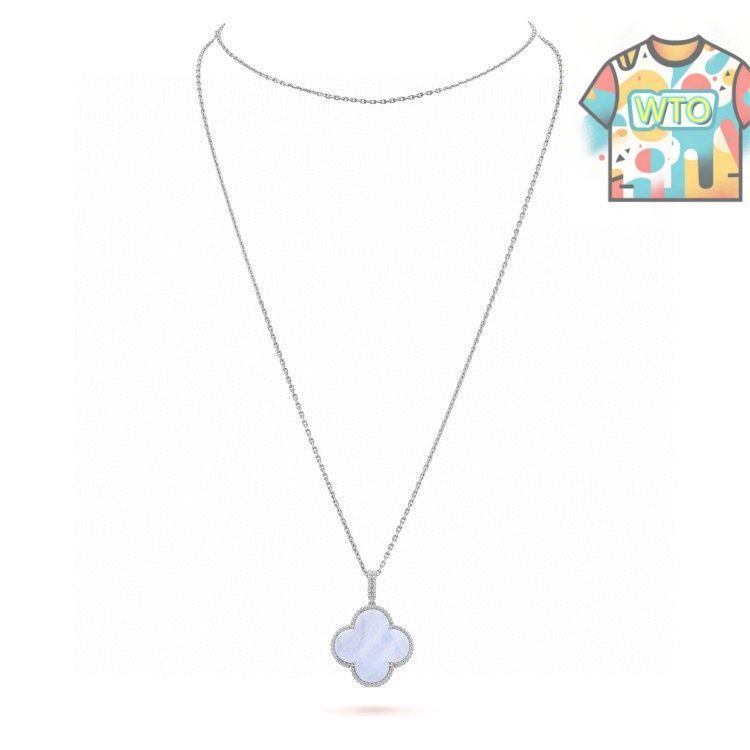 Van Cleef - Arpels 四つ葉のクローバー ラージ ロング チェーン パープル カルセドニー セーター チェーン ネックレス| |