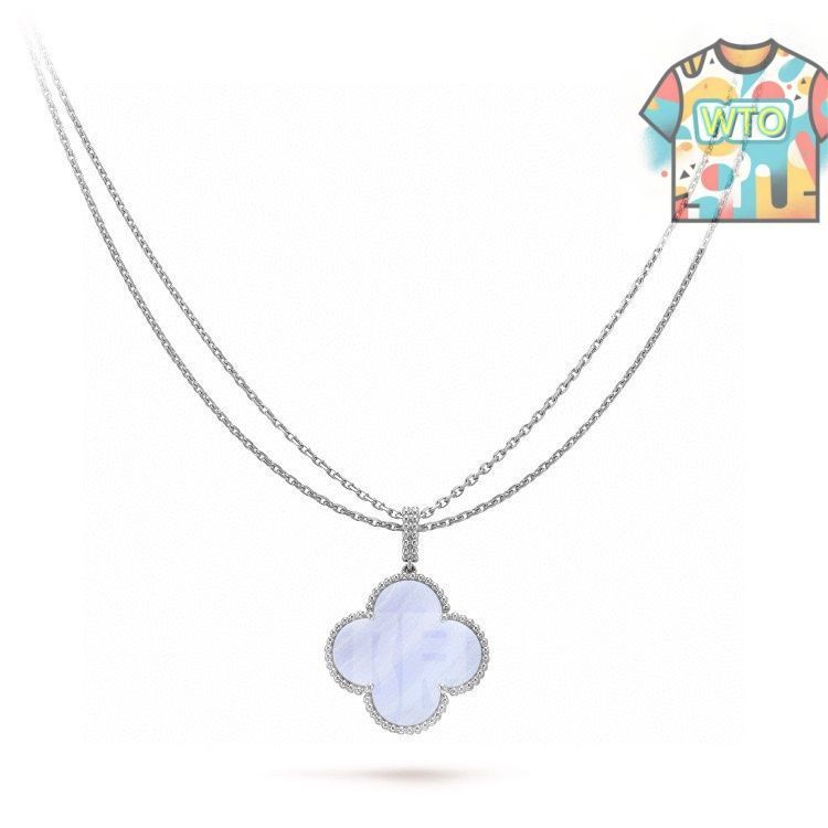 Van Cleef - Arpels 四つ葉のクローバー ラージ ロング チェーン パープル カルセドニー セーター ネックレス｜ ｜