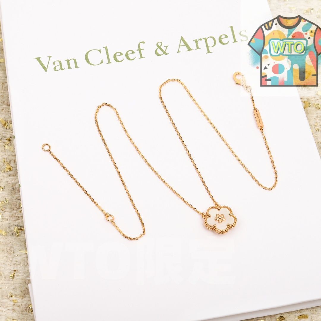 ヴァン クリーフ＆アーペル プラム ブロッサム ネックレス てんとう虫と花をテーマにしたラッキー スプリング シリーズ ローズゴールド オニキス｜ ｜ -WTO輸入1