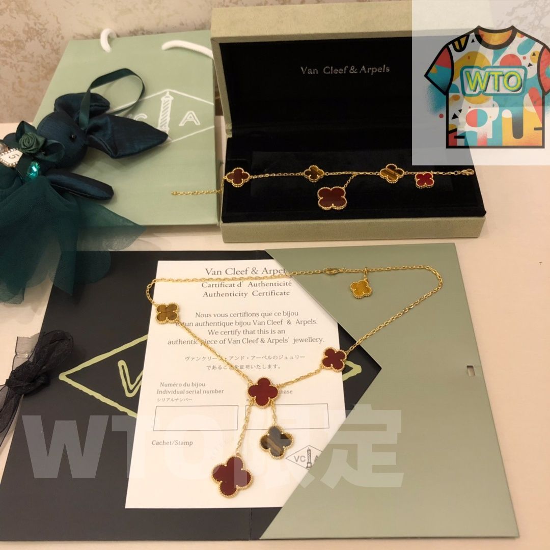 Van Cleef - Arpels マジック アルハンブラ 6連フラワー ネックレス - レッドアゲート ヴァン クリーフ - アーペル レディースジュエリー| | -WTO輸入1