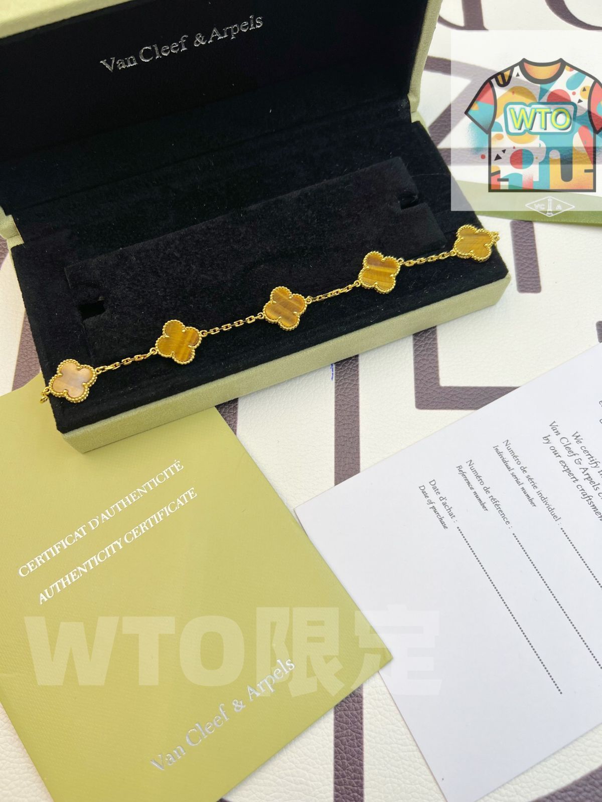 Van Cleef - Arpels ヴァンクリーフ＆アーペル 四つ葉のクローバー タイガーアイ ストーン ブレスレット｜ ｜ -WTO輸入1