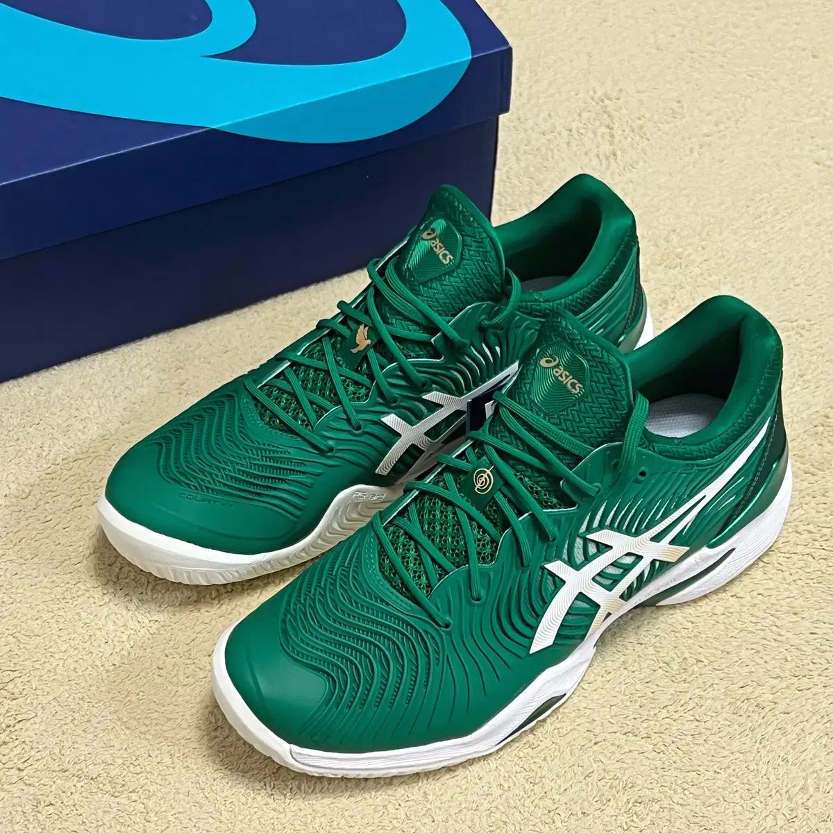280 アシックス コート FF ノバック 2020 グリーン 白