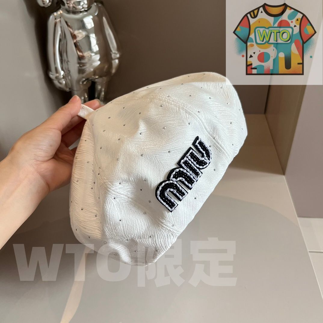 Miu Miu ミュミュ オクタゴンベレーハット 秋用薄生地 頭囲 57cm -WTO輸入-OEP19