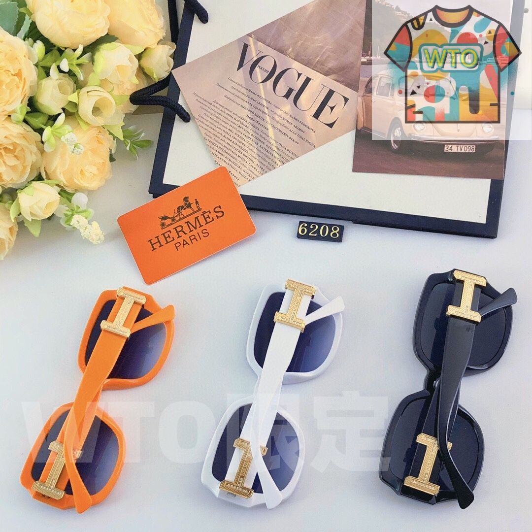 Hermes 2025 年モデル 大きな楕円形 角張り顔用 痩せ見せ効果あり ヨーロッパ アメリカンスタイル 感 サングラス メガネ 韓流ブランド風トレンド -WTO輸入-BRJ66