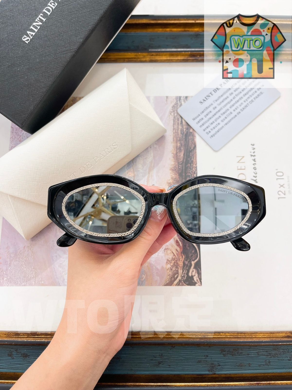 Saint De Paris CREW N°9 モデル HOLLYWOOD サングラス メガモードアイウェア メガネ ケース付き -WTO輸入-RBO34