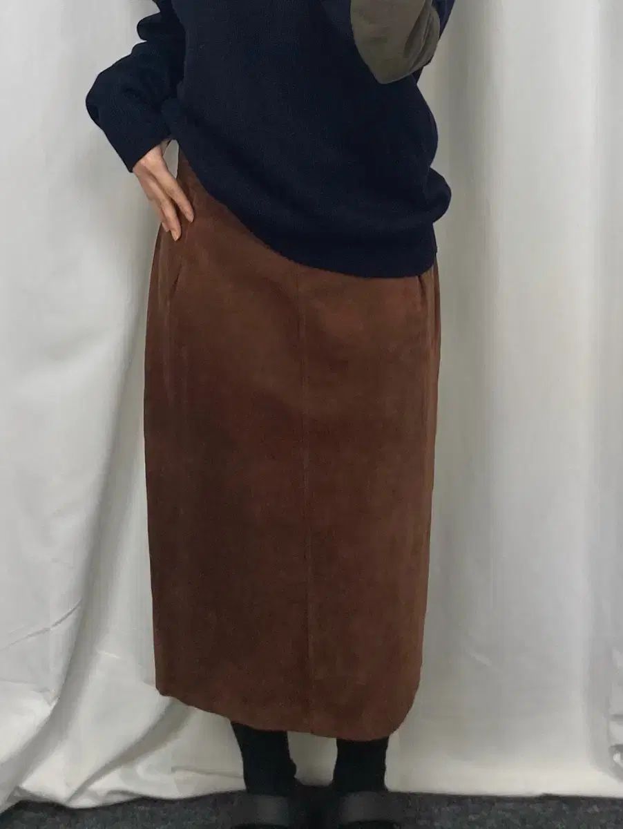 バーバリー ブラウン スウェード ロング丈スカート