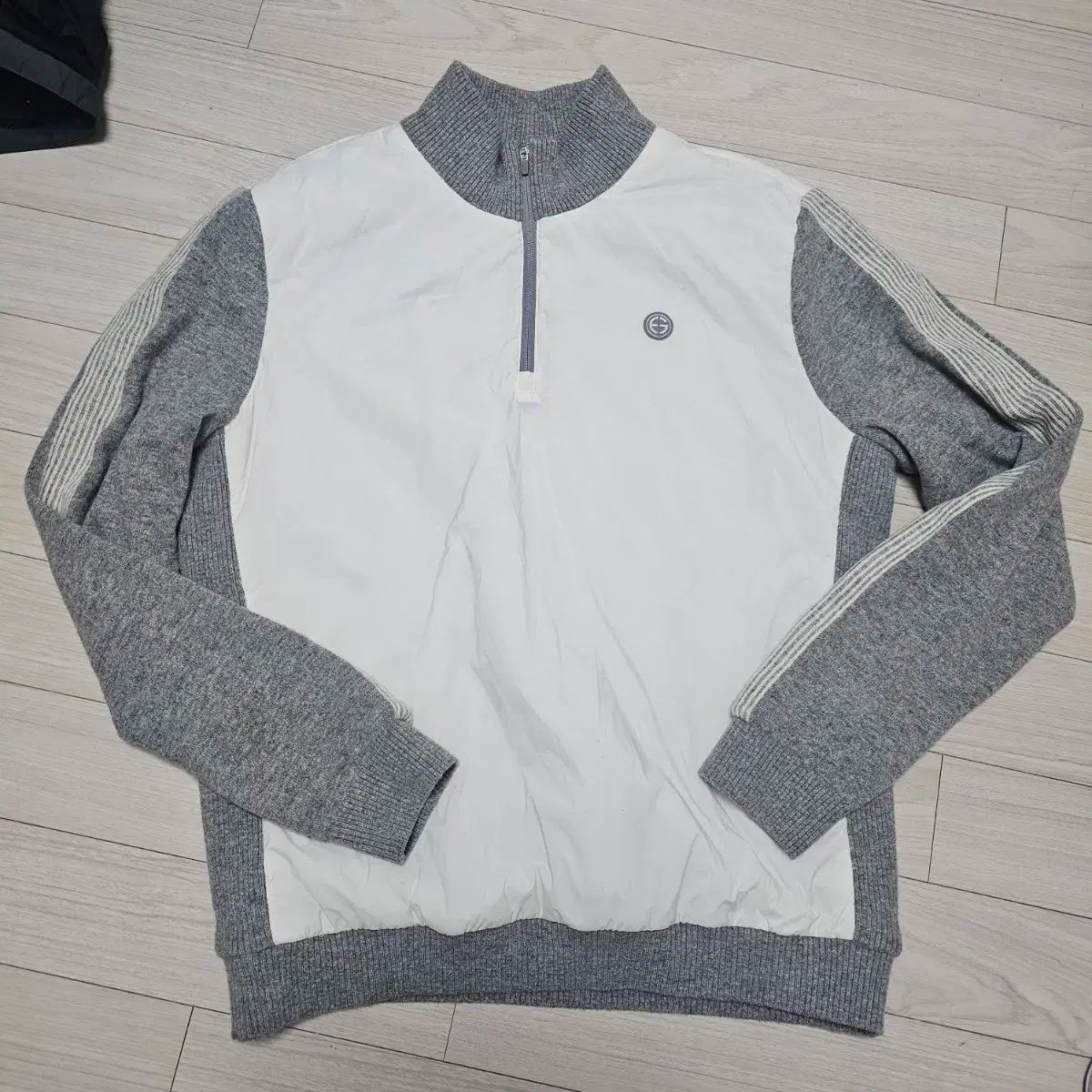 白 グレー ハーフネック エル メンズ ゴルフ 防風 ハーフジップ 105