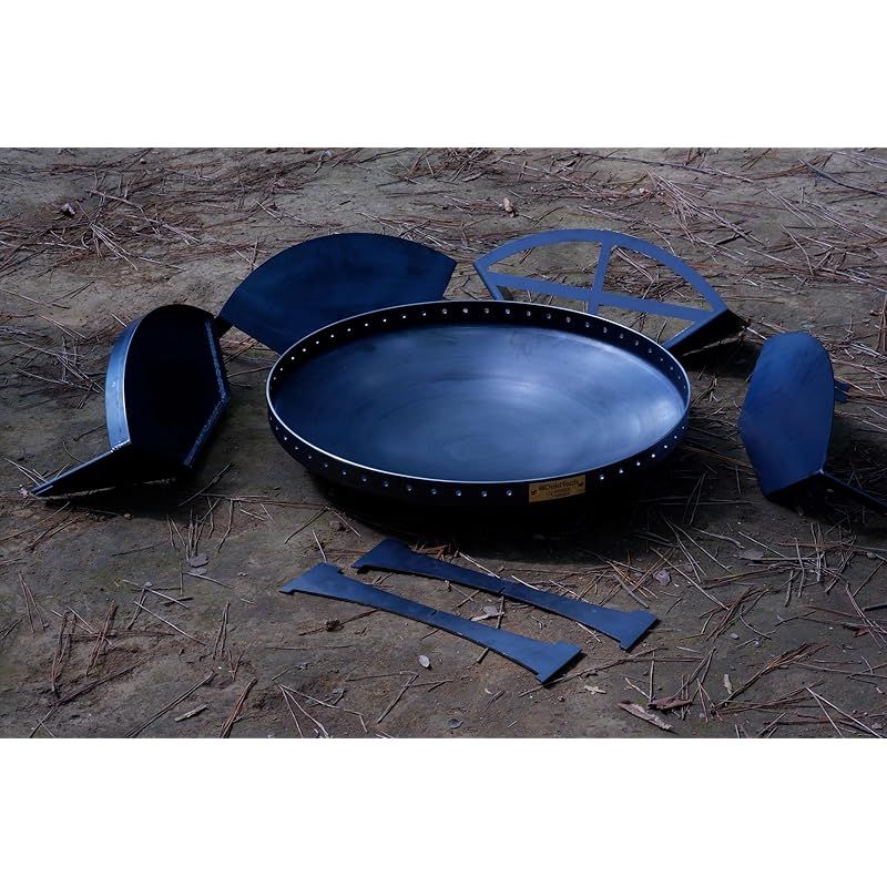 Dekitech 職人手作り 焚火台用パーツ 3~4人用 黒革鉄板 焚火調理 カスタム グルキャン 重厚感 無骨 大型 焚火台 直径45 大きい 大人数 キャンプ アウトドア camp 炎満 炎満グリルプレート