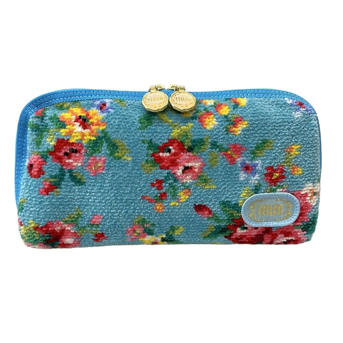 FEILER フェイラー ポーチ - ブルー×イエロー×マルチ 花柄