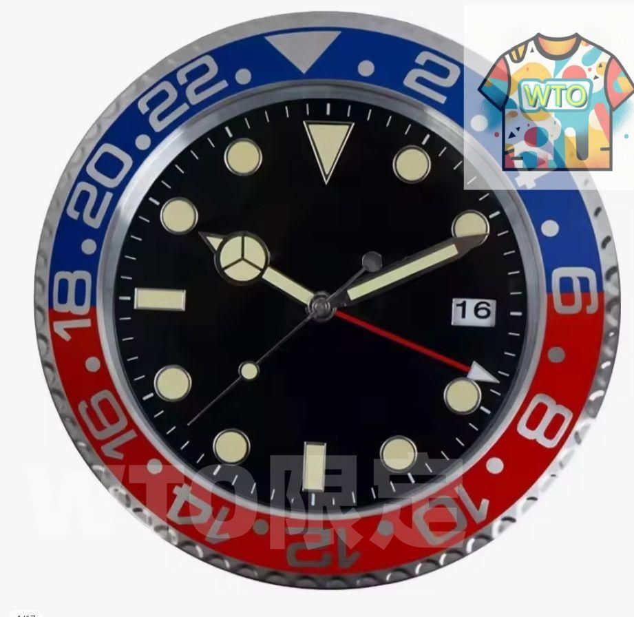 黒色GMTスタイル掛け時計 日付表示付き ロレックスデザイン 要在庫 -WTO輸入1