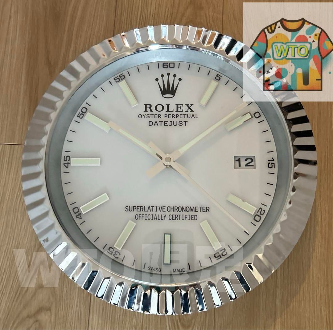 海外販促用 ROLEX ロレックス デイトジャスト大型掛け時計 シルバー-WTO輸入-OHM60