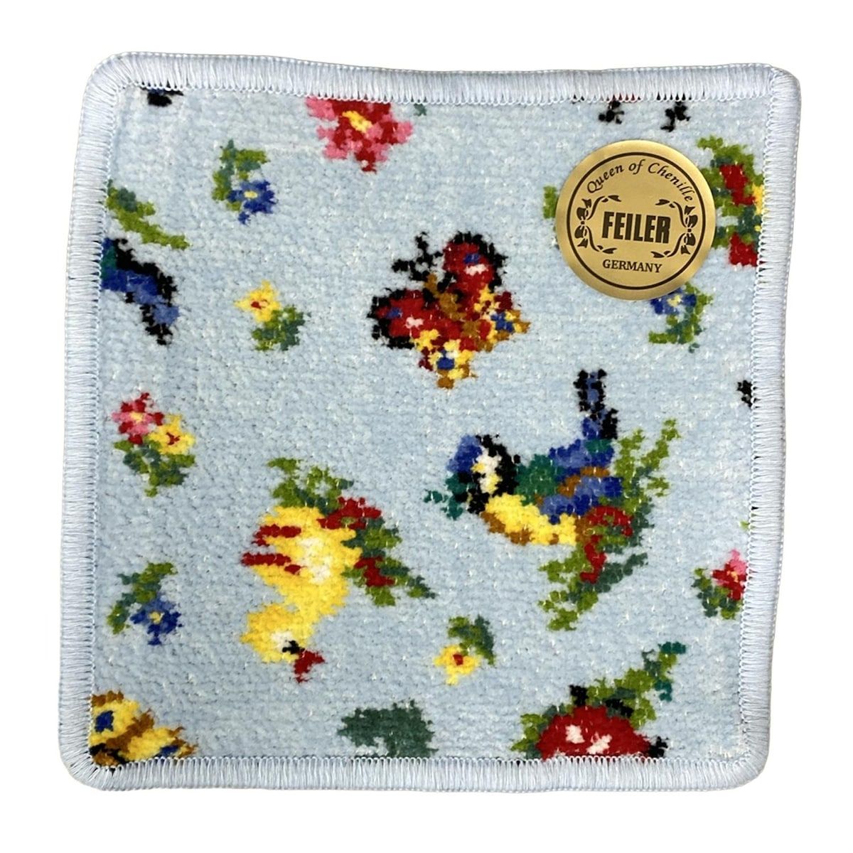 FEILER フェイラー ハンカチ - ライトブルー×ピンク×マルチ 蝶