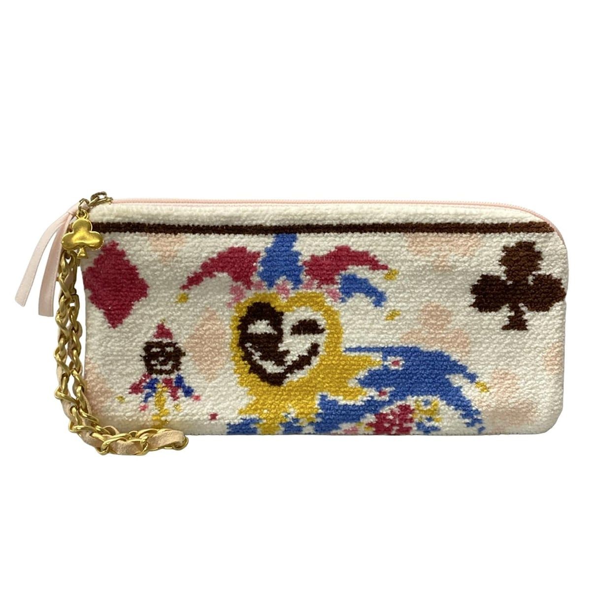 FEILER フェイラー ポーチ - 白×イエロー×マルチ クイーン ジョーカー