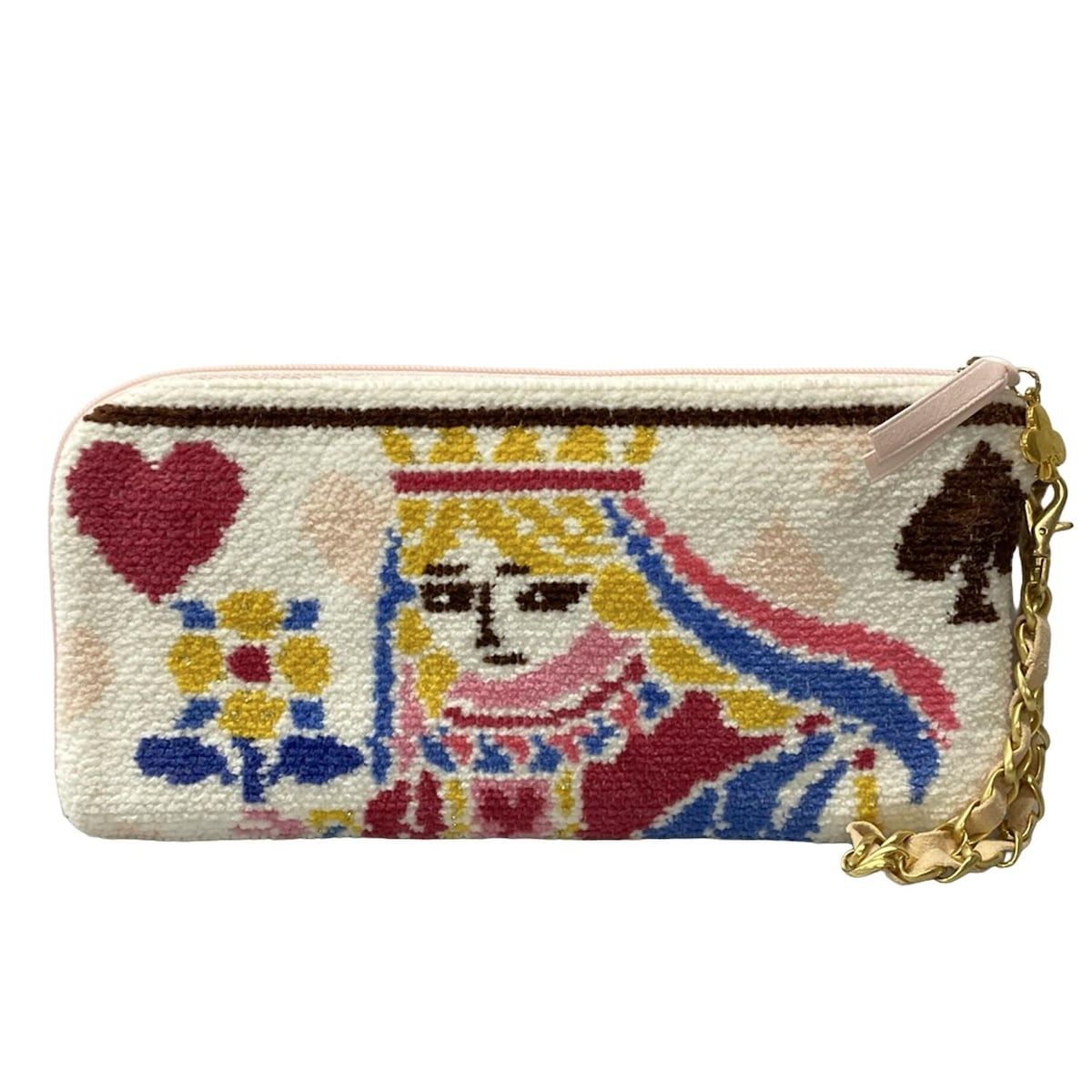 FEILER フェイラー ポーチ - 白×イエロー×マルチ クイーン ジョーカー