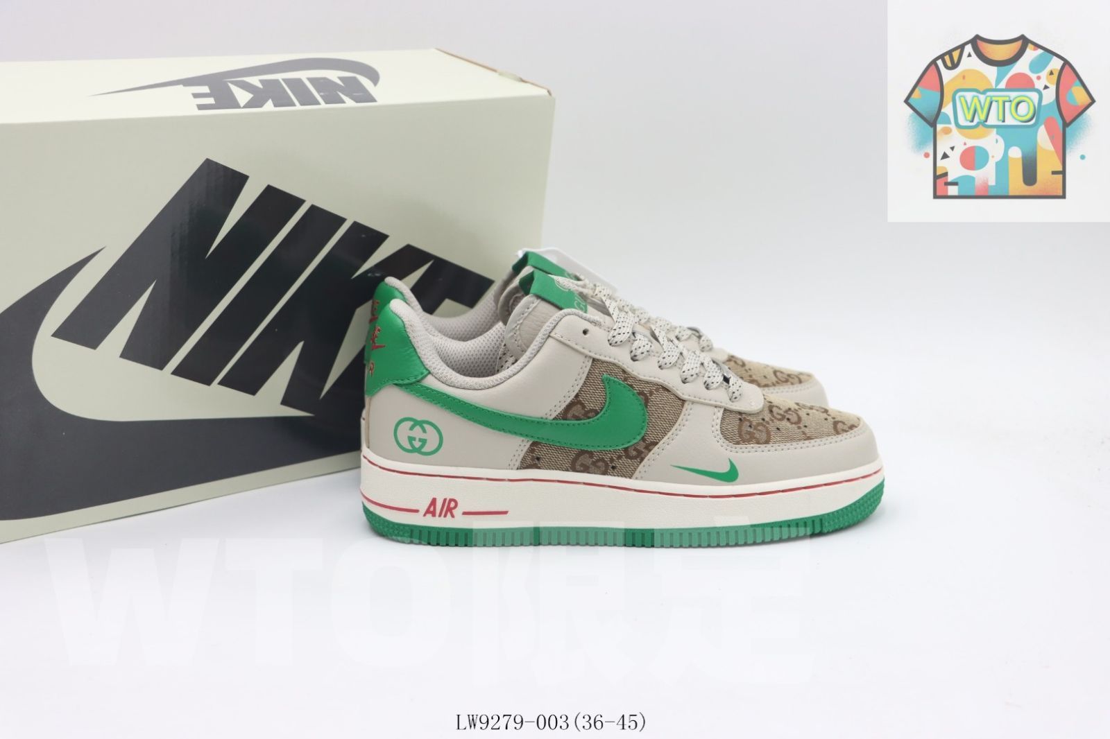 エアフォースローカットスケートシューズ ブラウングリーングッチ