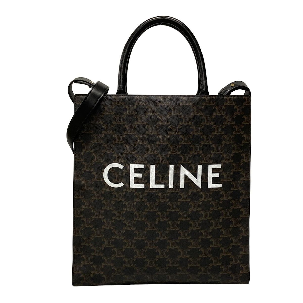 CELINE セリーヌ トートバッグ ミディアム バーティカルカバ 黒×ブラウン