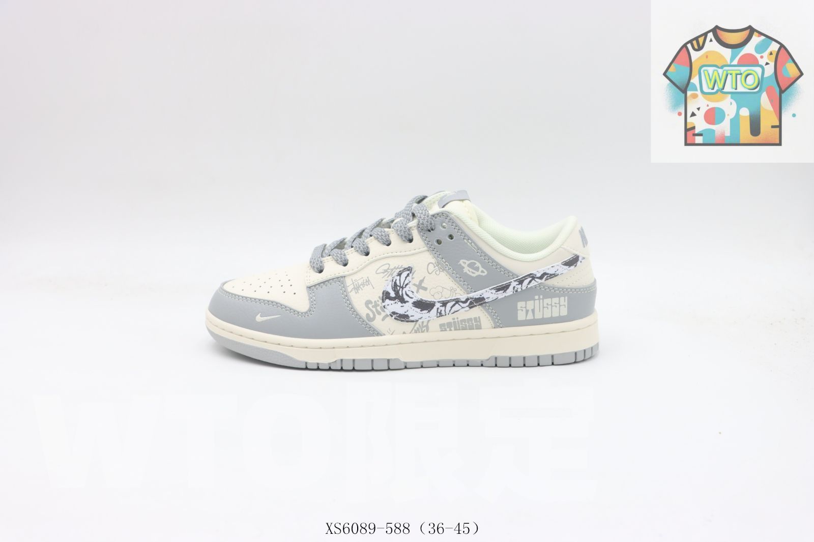 WTO通販 NIKE ナイキ SB ローカットスケートシューズ ホワイトグレーストーシー XS 6089-588-WTO輸入-RVV 71