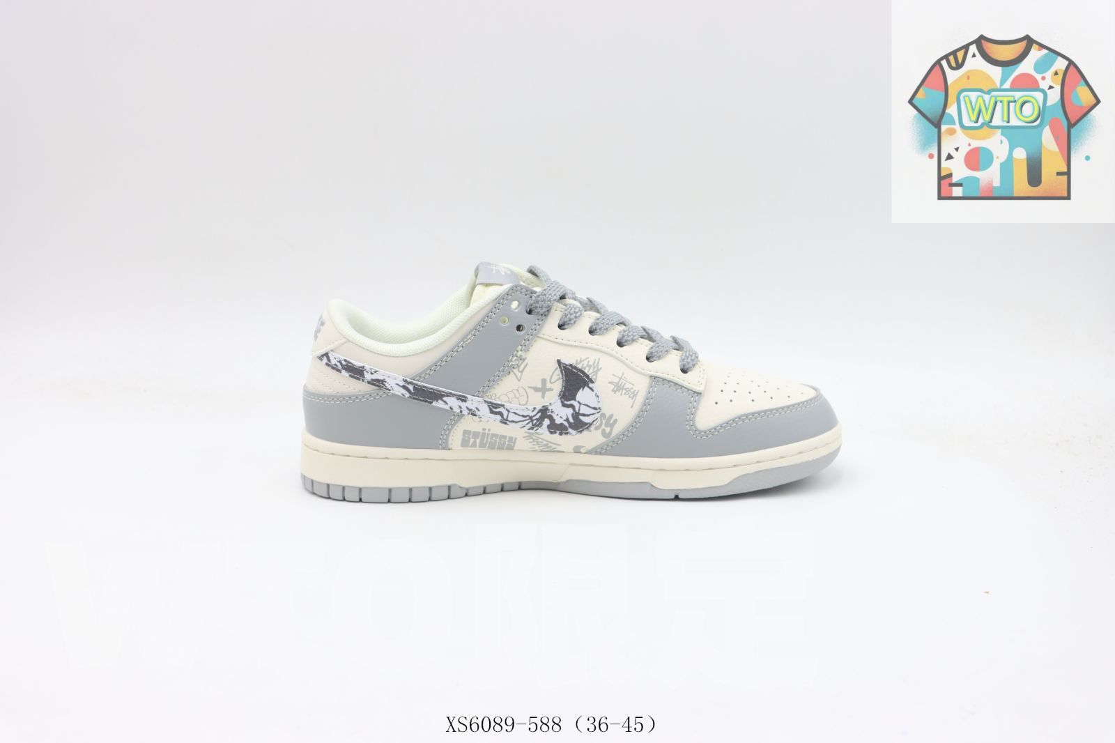 WTO通販 NIKE ナイキ SB ローカットスケートシューズ ホワイトグレーストーシー XS 6089-588-WTO輸入-RVV 71