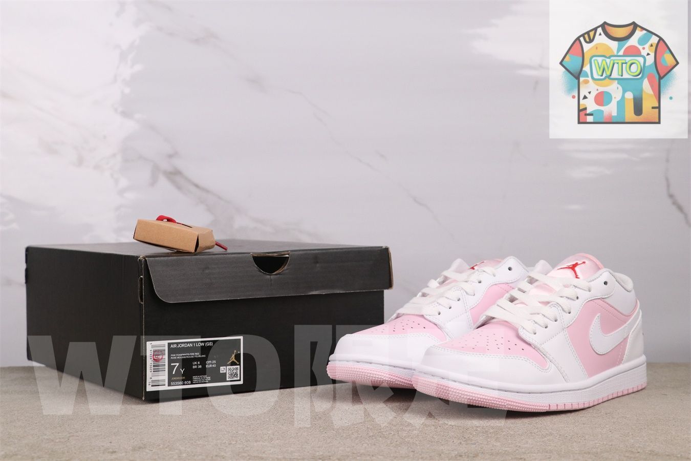  今日 Jordan エアジョーダン aj 1 Low 553558-6081 ローカット 白ピンク-WTO輸入2 スニーカー 靴