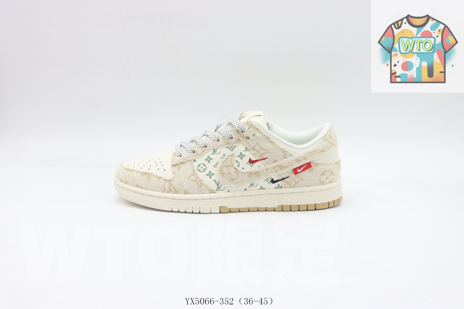 WTO通販 NIKE ナイキ SB ローカットスケートシューズ ホワイトカーキルイ VuittonYX 5066 352 WTO輸入 CYO 78