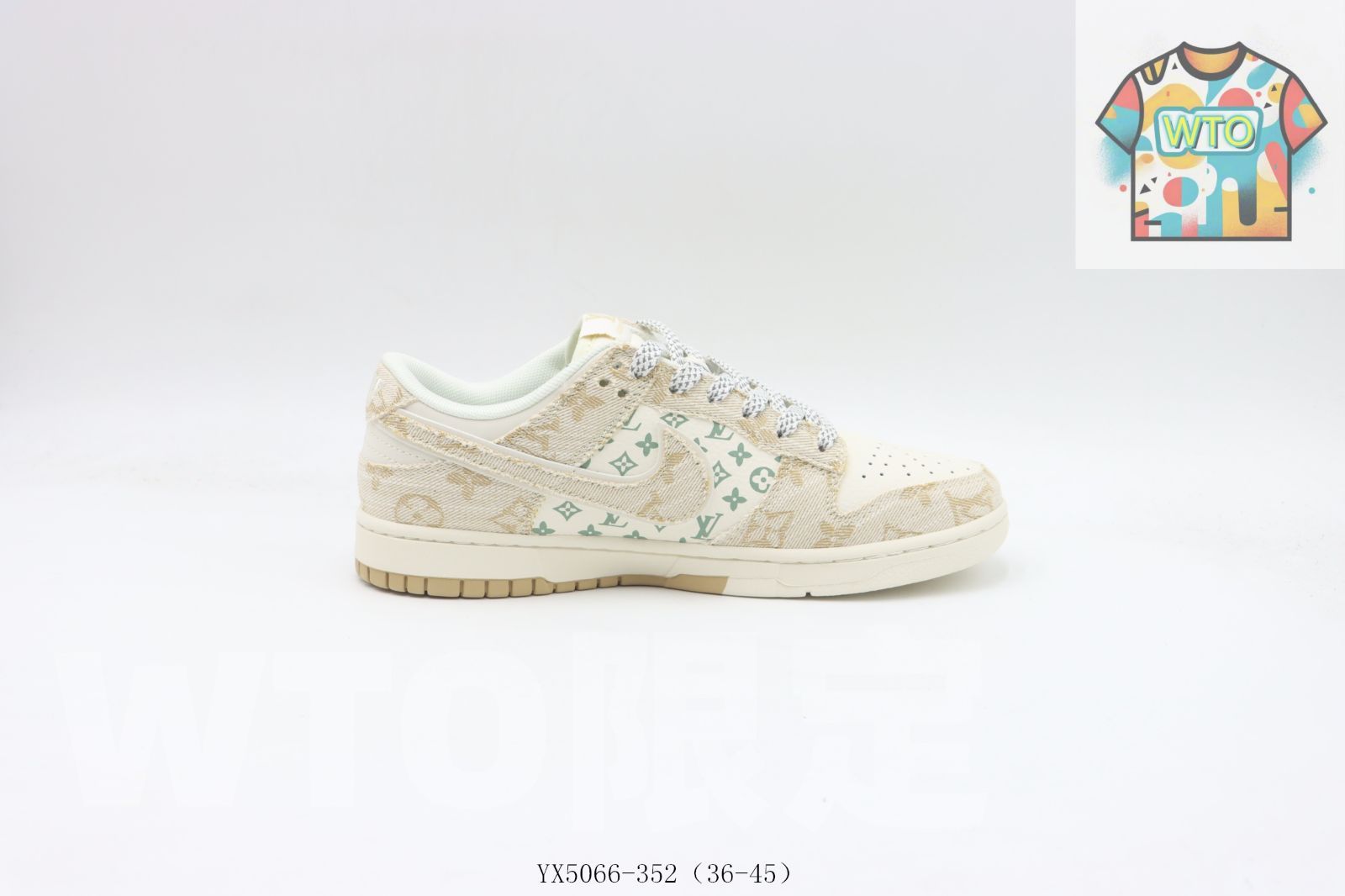 WTO通販 NIKE ナイキ SB ローカットスケートシューズ ホワイトカーキルイ VuittonYX 5066-352-WTO輸入-CYO 78