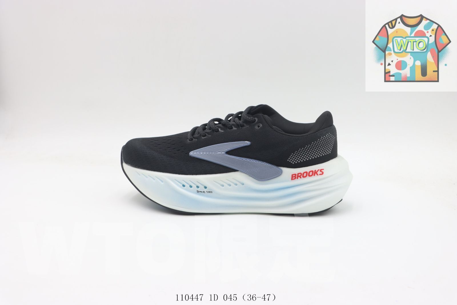 WTO通販 Brooks ブルックス スニーカー ブラックホワイトブルー 110447 1 D 045-WTO輸入-QMN 94