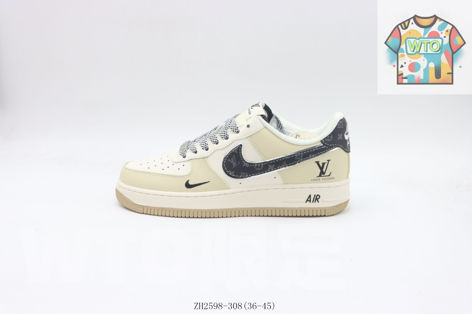 WTO通販 NIKE ナイキ エアフォースローカットスケートシューズ カーキブラックルイ VuittonZH 2598-308-WTO輸入-QYN 78