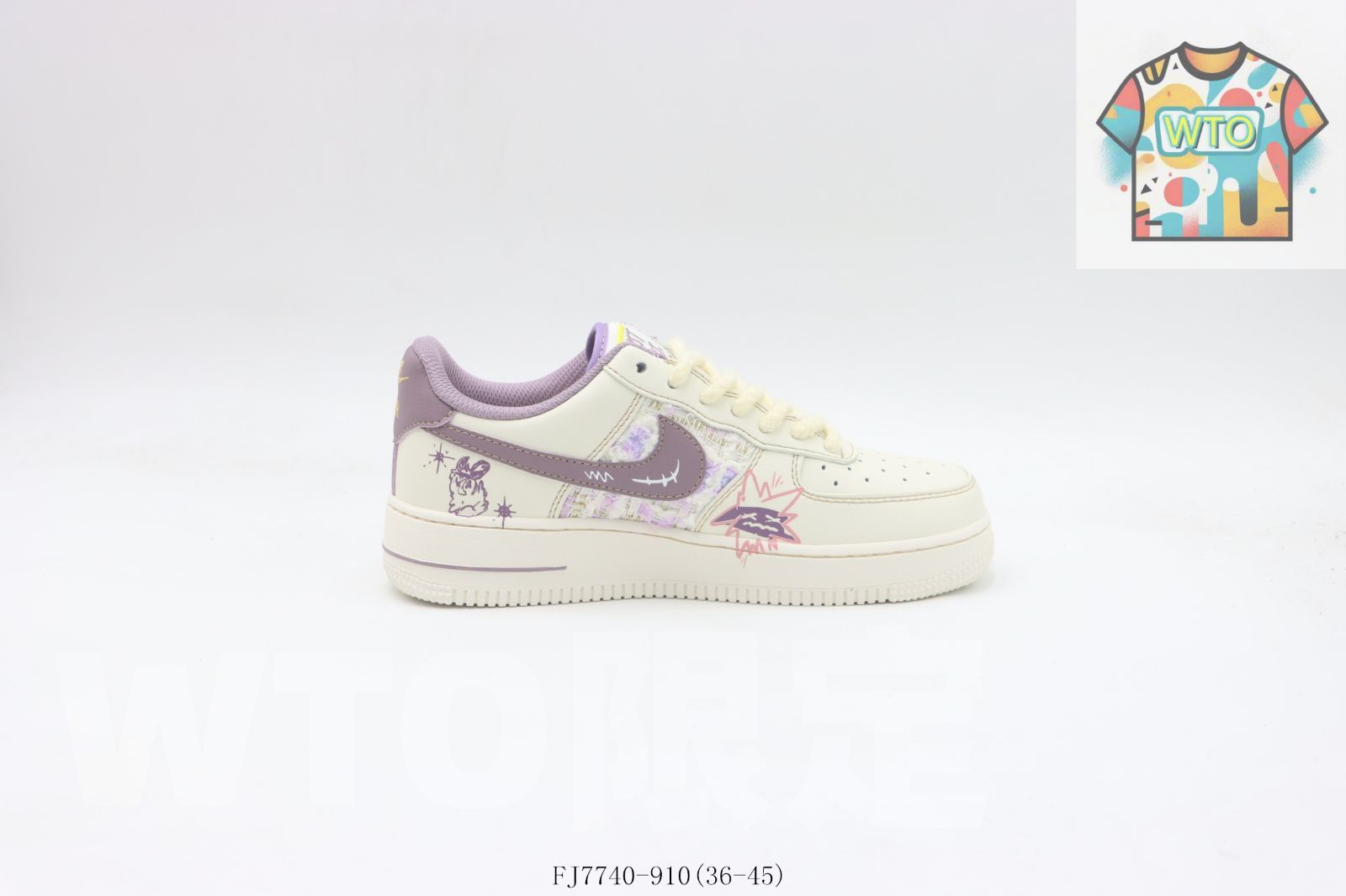 WTO通販 NIKE ナイキ エアフォースローカットスケートシューズ ホワイトパープルカートーン FJ 7740 - 910-WTO輸入-OXF 92