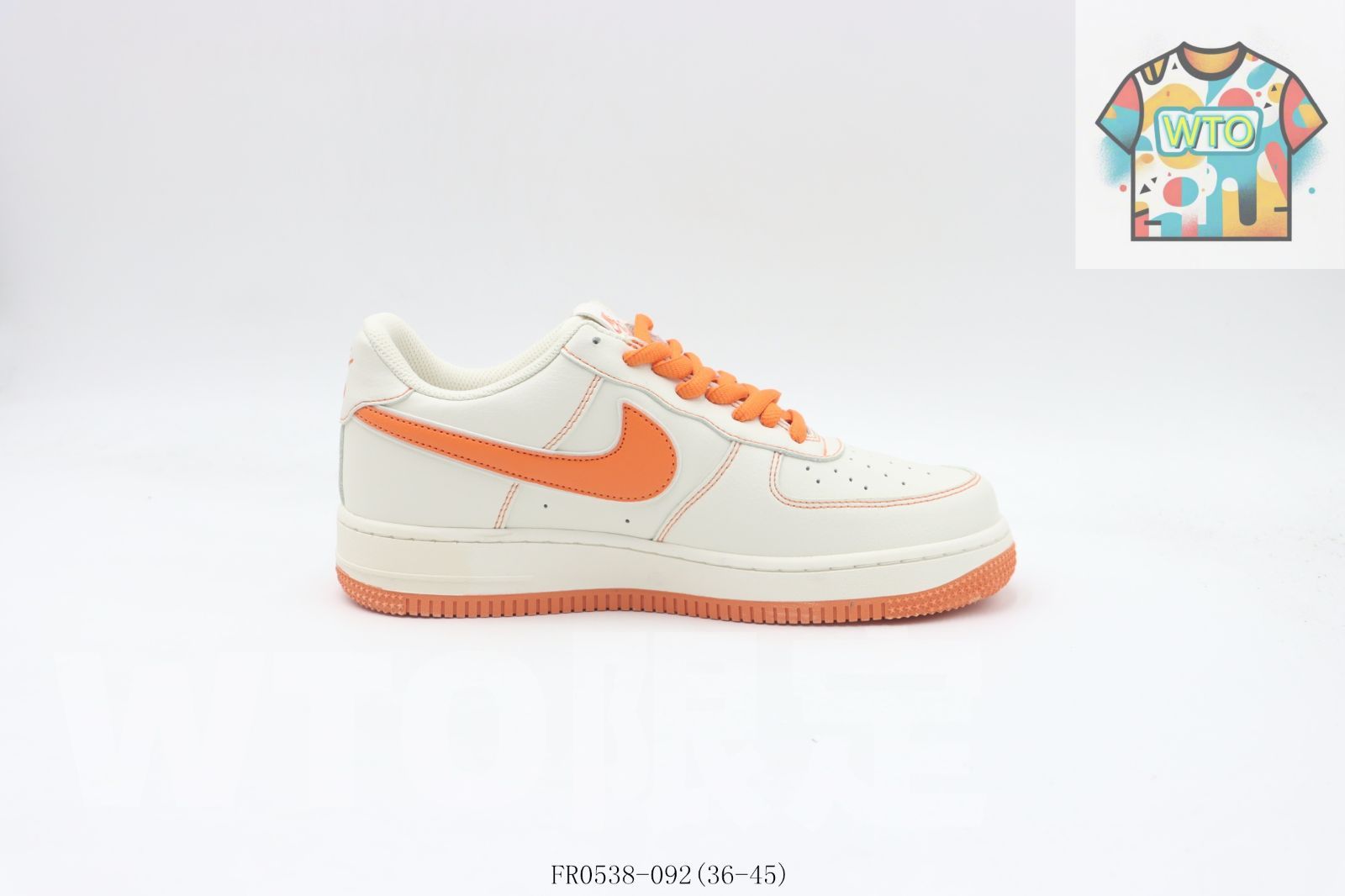 WTO通販 NIKE ナイキ エアフォースローカットスケートシューズ ホワイトオレンジ FR 0538-092-WTO輸入-VCM 60