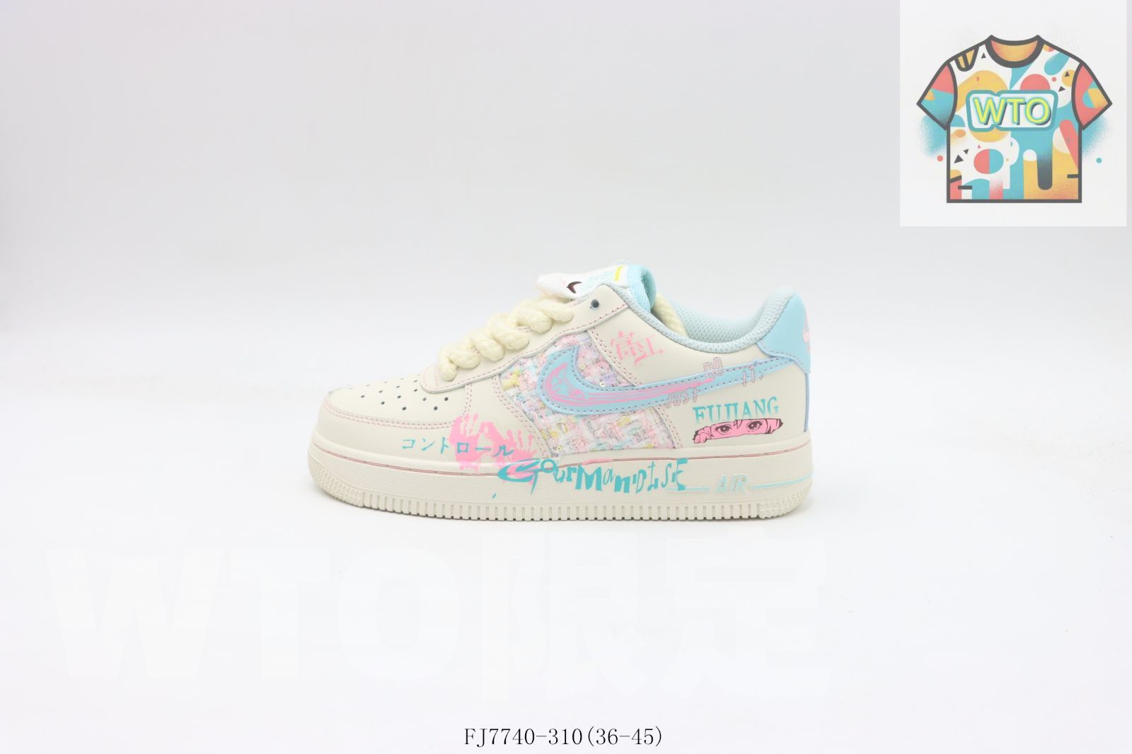 今日 Nike ナイキ エアフォースロートップスケートシューズ ホワイトブルーピンク FJ 7440-310-WTO輸入2