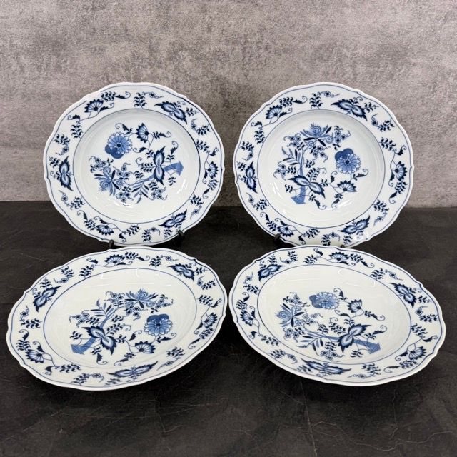 Blue Danube プレート4枚セット 1枚破損有り ブルーダニューブ 洋食器 丸皿 約24cm 514773