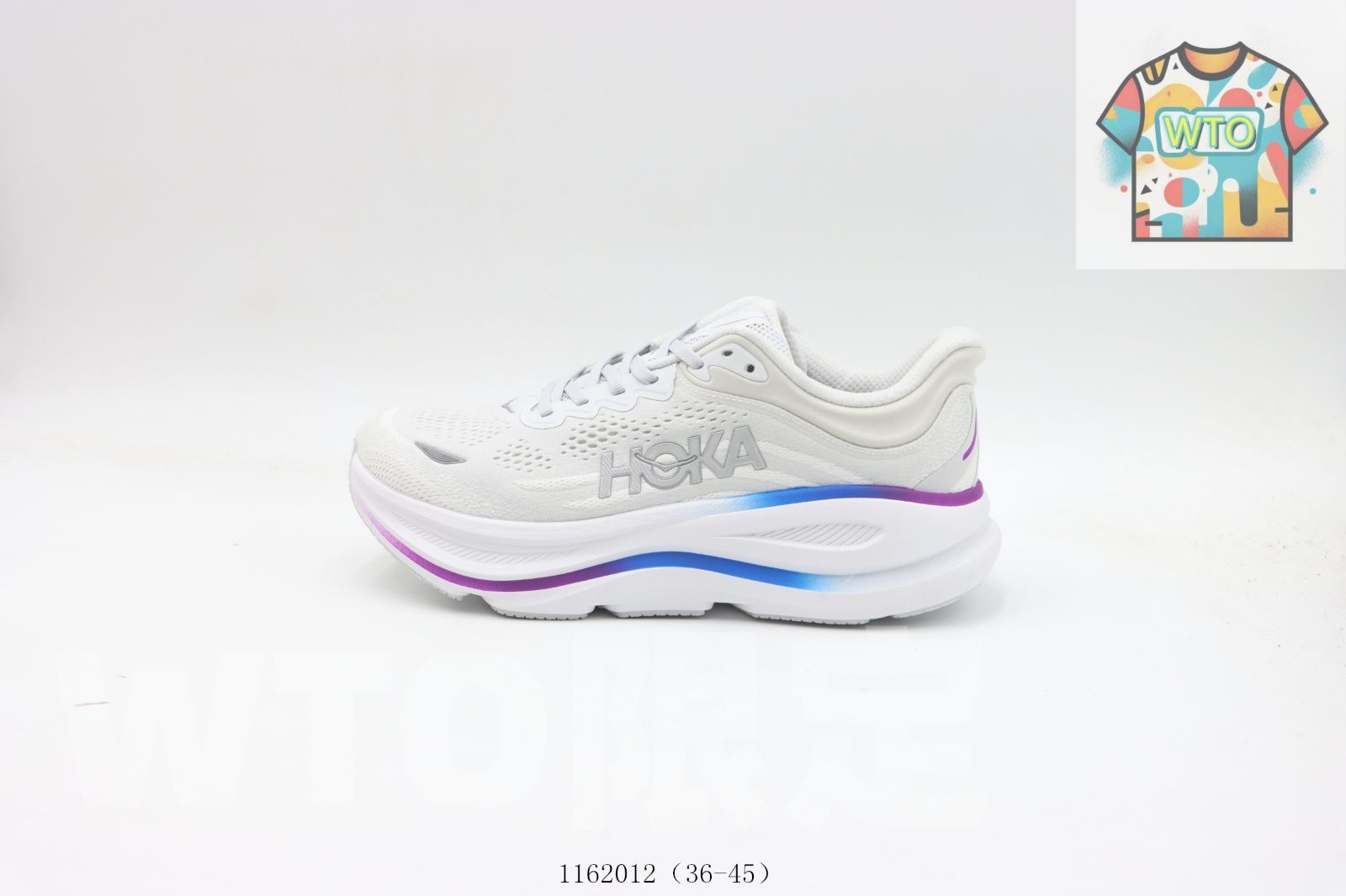 今日 HOKAONEONEホカ ワン ワン ランニングシューズ ホワイトブルーパープル 1162012