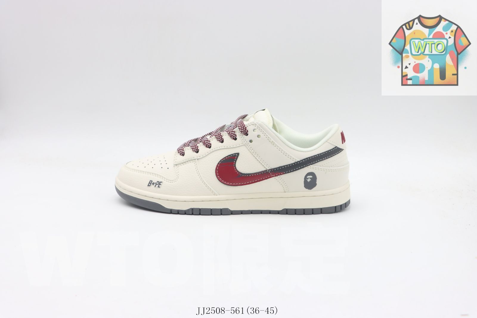 今日 ナイキ NIKE ダンクロー Dunk Low 白赤 White Red Bape JJ2508-561 スニーカー