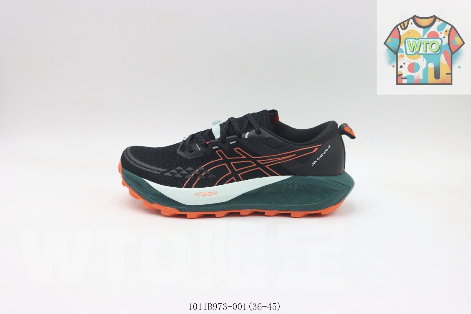 今日 Asics アシックス ランニングシューズ 1011B973-001 ブラックノバオレンジ-WTO輸入2