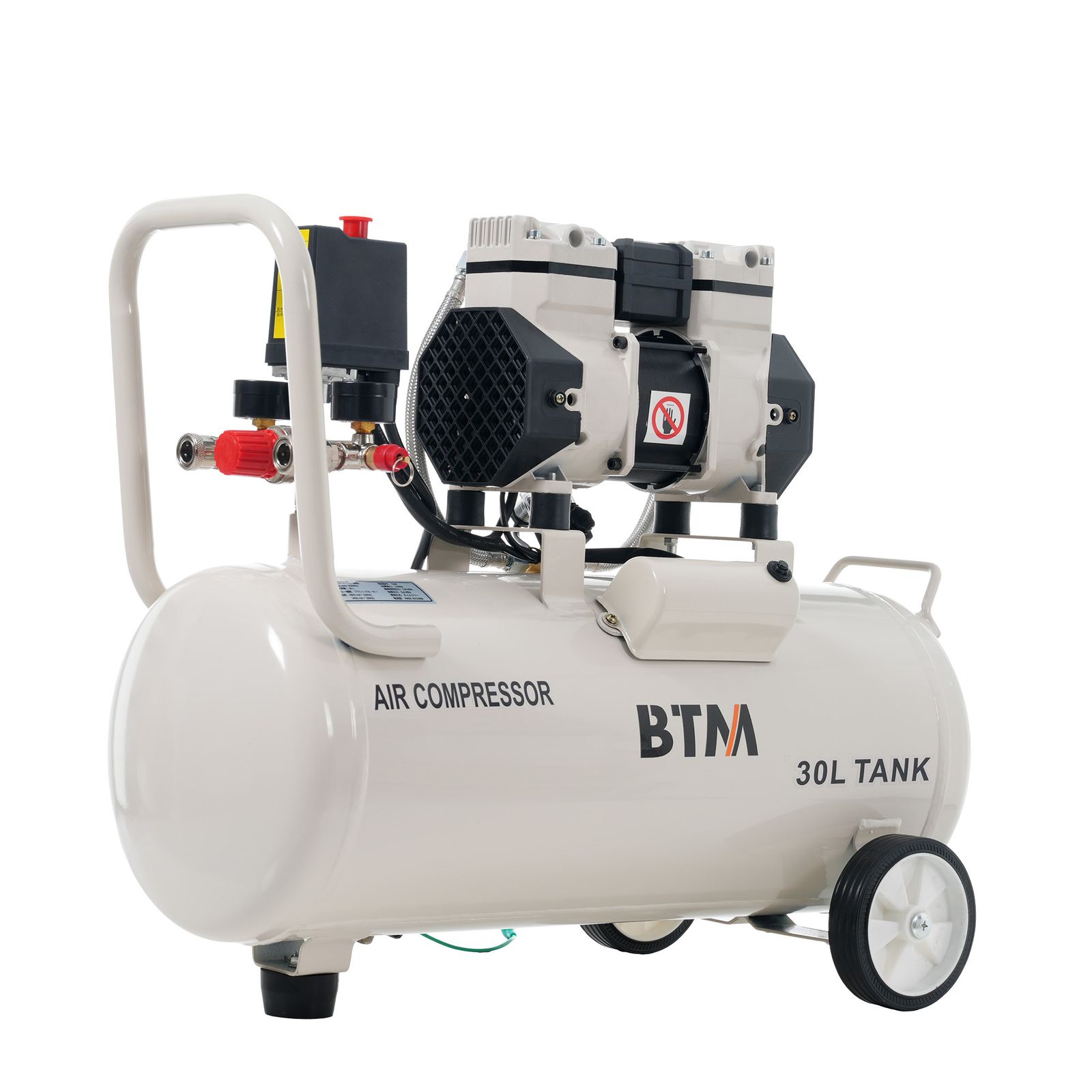 30L ベージュ エアーコンプレッサーエアコンプレッサー静音 ハイパワー 高速充填 オイルレス コンプレッサー 業務用 DIY 空気入れ