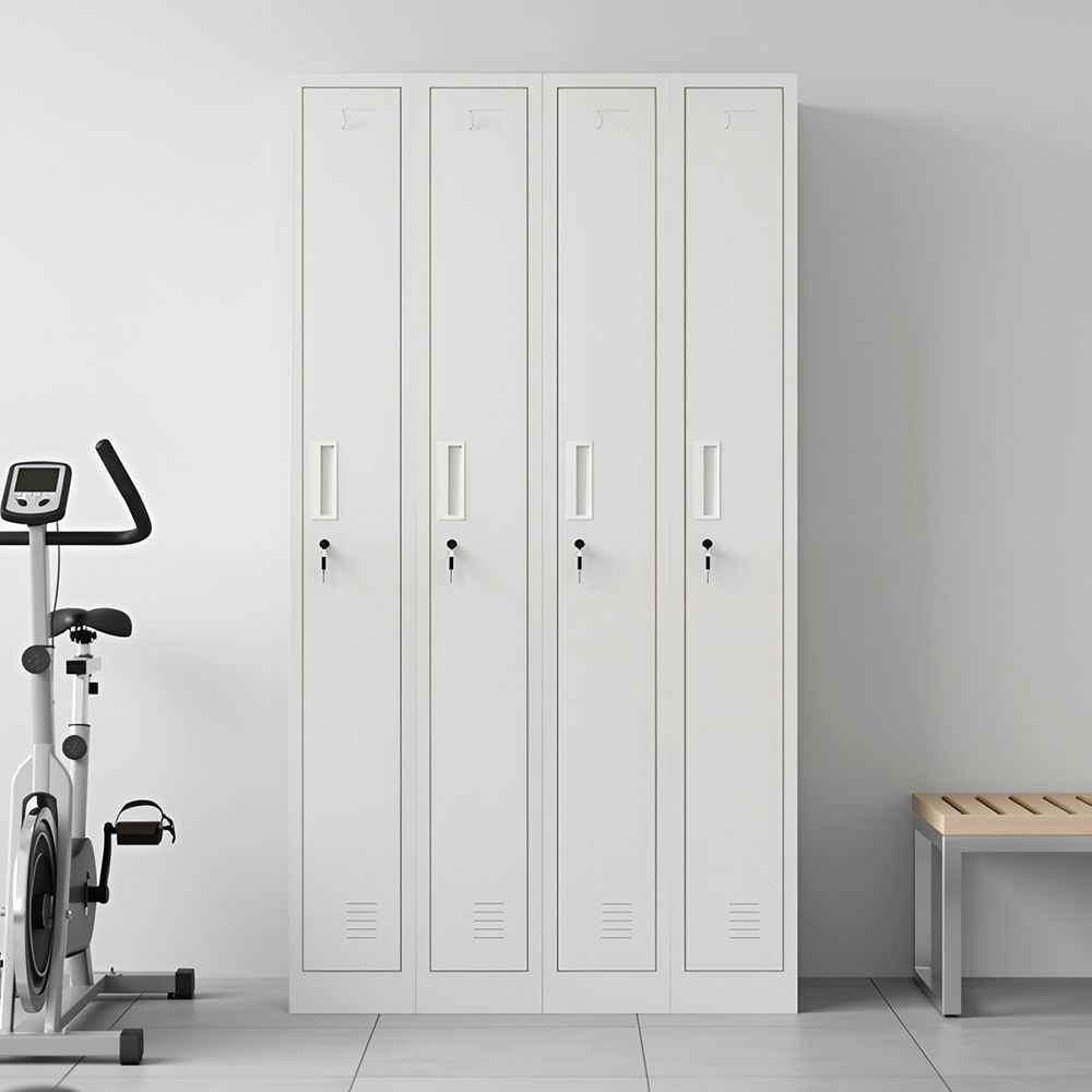  ロッカー スチール製 鍵付き 4人用 収納 オフィス 事務所 会社 店舗 病院 学校 更衣室 業務用 4列 ホワイト ゴール 練習用具 備品