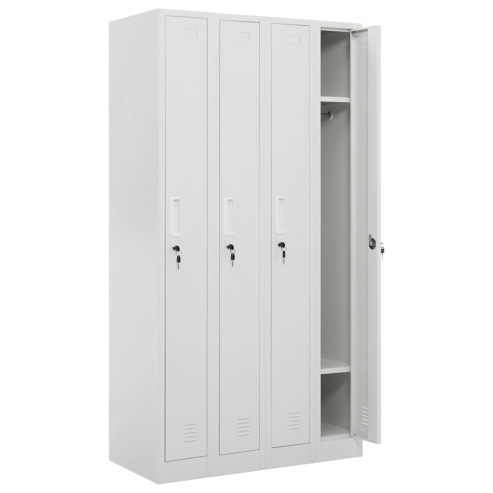 ロッカー スチール製 鍵付き 4人用 収納 オフィス 事務所 会社 店舗 病院 学校 更衣室 業務用 4列 ホワイト