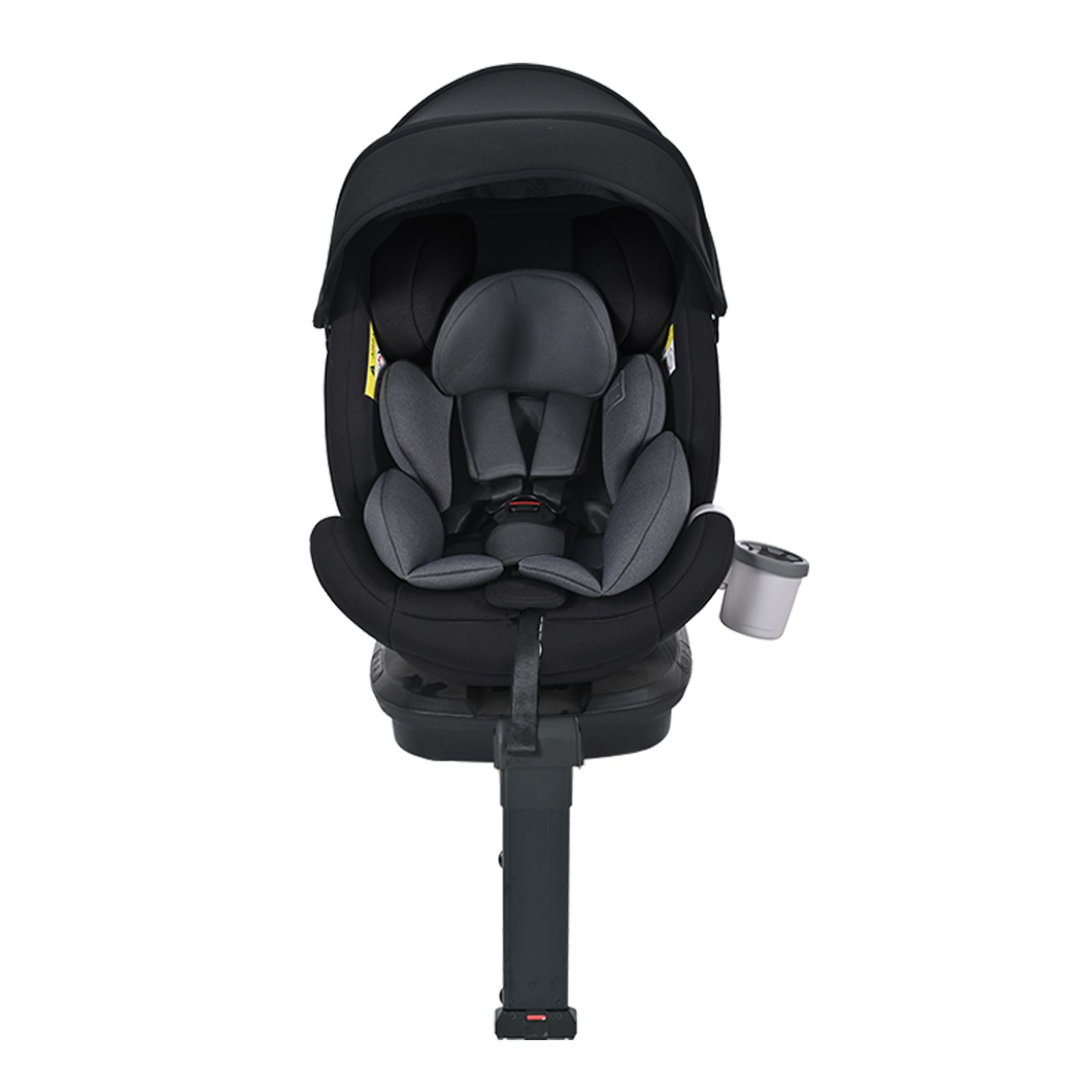 ドリンクホルダー追加 サーポットレッグ チャイルドシート 新生児 ISOFIX 0歳～12歳 360度回転式 40～150 cm ジュニアシート 調節 洗える 超広いキャノピー付き ベビーシート 出産祝い 車 ブラック ダークグレー