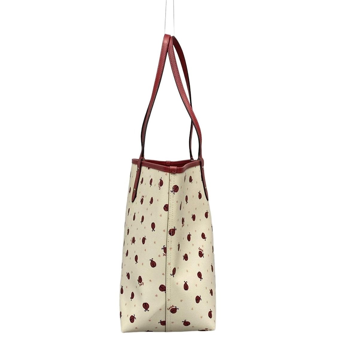 COACH コーチ トートバッグ リバーシブル シティ トート 2991 アイボリー×レッド×マルチ てんとう虫柄 レザー