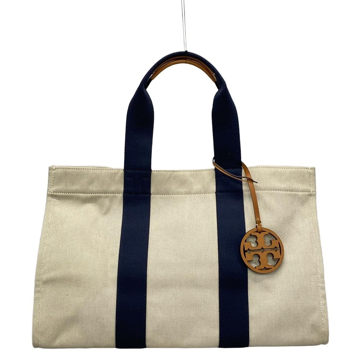 TORY BURCH トリーバーチ トートバッグ アイボリー×ネイビー×ベージュ レザー
