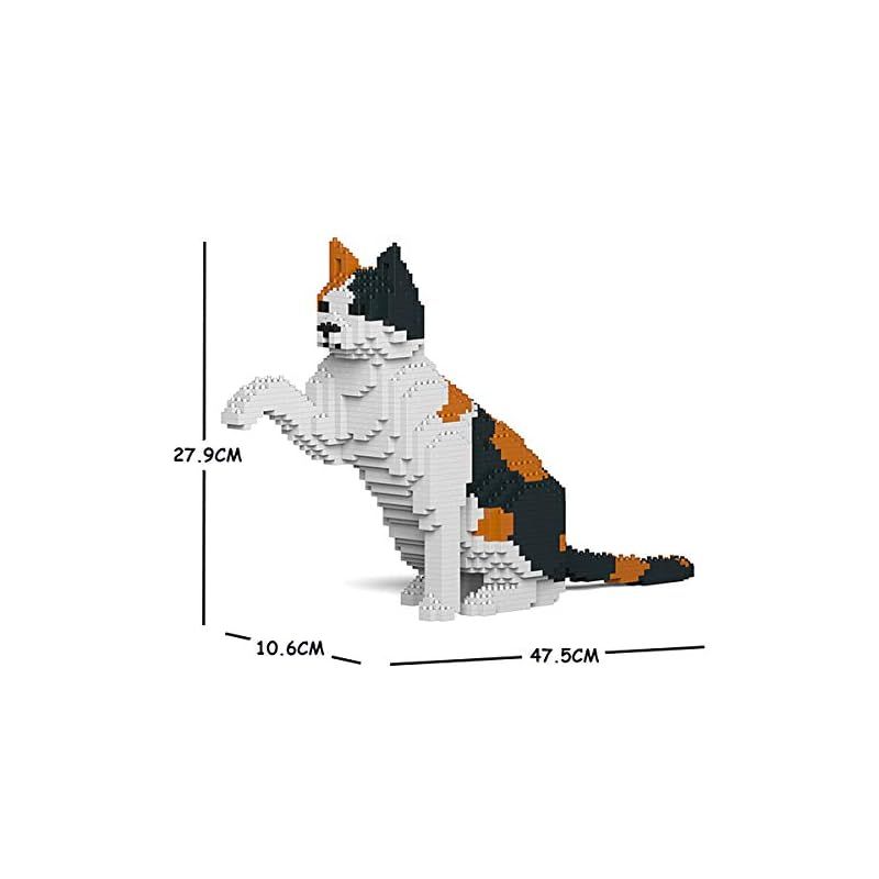 リアルな動物オブジェを作れる ブロックおもちゃ ちょうだいする 三毛猫さん 47 5 10 6 高さ27 9 cm ネジで固定する丈夫なブロック 大人向け 立体パズル 崩れない インテリア小物 JEKCA エンヴェールヘルック 0