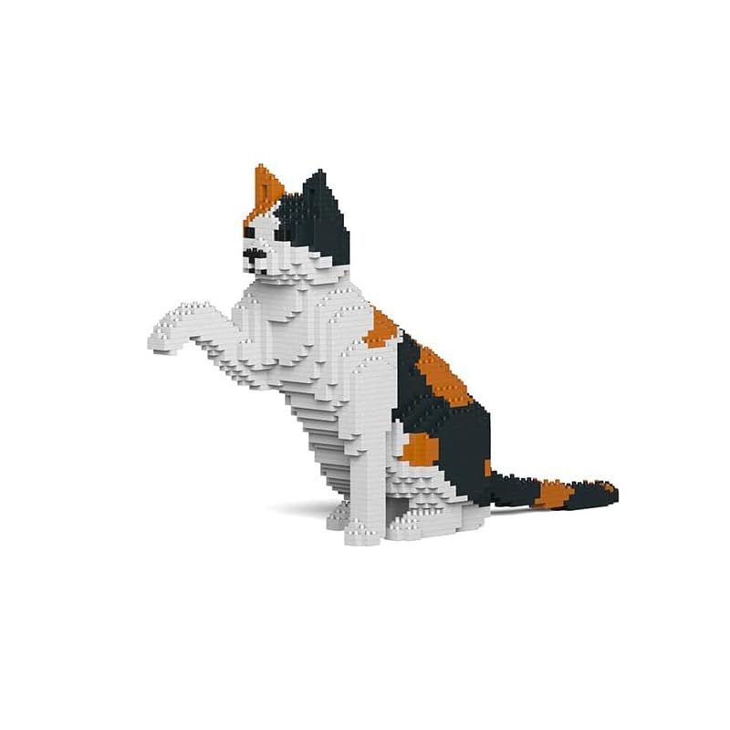 リアルな動物オブジェを作れる ブロックおもちゃ ちょうだいする 三毛猫さん 47.5×10.6×高さ27.9cm ネジで固定する丈夫なブロック 大人向け 立体パズル 崩れない インテリア小物 JEKCA エンヴェールヘルック 0