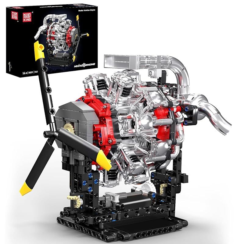 Mould King 10211 航空機エンジン ブロックセット 1147ピース以上 テクニック風 エンジンモデル STEM 学習玩具 大人 子供向け 組み立てキット コレクターギフト 0